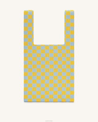 JW PEI Bag de malha de checkerboard de shea Gelo e amarelo - JW PEI Bolsa Brasil F628242