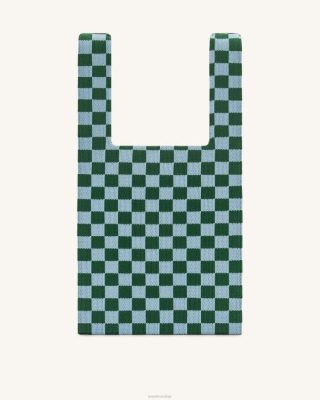 JW PEI Bag de malha de checkerboard de shea Verde escuro e gelo - JW PEI Brasil F628243
