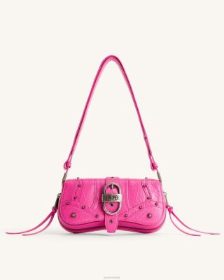 JW PEI Bolsa de ombro esmagado por alegria rosa brilhante - JW PEI Brasil F628161