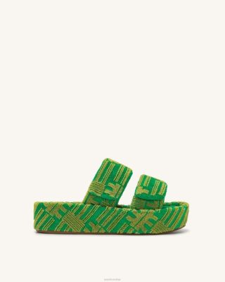 JW PEI Lexi Terry Slide Sandal verde - JW PEI Brasil F628318