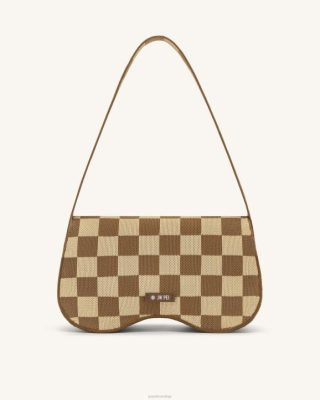 JW PEI bolsa de ombro de malha de becci Brown & bege - JW PEI Brasil F628111