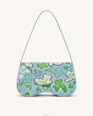 JW PEI bolsa de ombro de malha de becci Coleção de flores - gelo e verde e branco e cinza - JW PEI Bolsa Brasil F628148