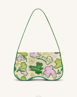 JW PEI bolsa de ombro de malha de becci Coleção de flores - limão e verde e rosa e marfim - JW PEI Bolsa Brasil F628150