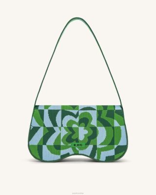 JW PEI bolsa de ombro de malha de becci Verde escuro e verde e gelo - JW PEI Bolsa Brasil F628114