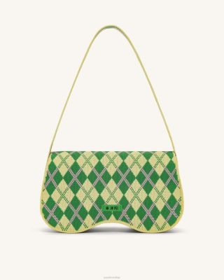 JW PEI bolsa de ombro de malha de becci amarelo claro e verde e rosa - JW PEI Brasil F628115