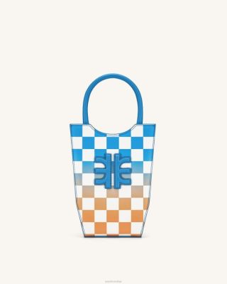 JW PEI bolsa telefônica de checkerboard de gradiente FEI lago azul e laranja - JW PEI Bolsa Brasil F628232