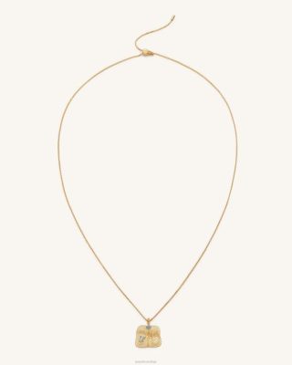 JW PEI colar de pendente de fã de banana 18CT Gold Plated & Sea Blue Zircon & Green Nano - JW PEI Brasil F628355